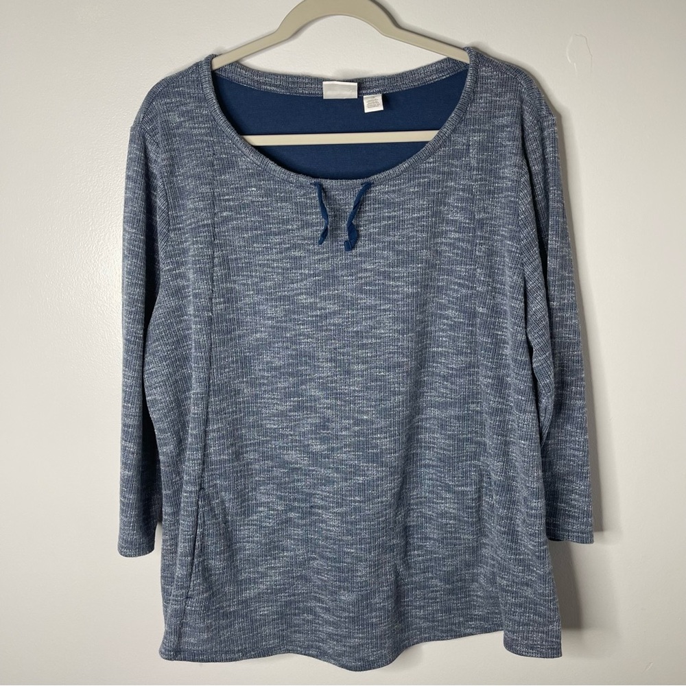 Weekends by Chico’s Casual Top XL 3 Blue Stretchy Pockets